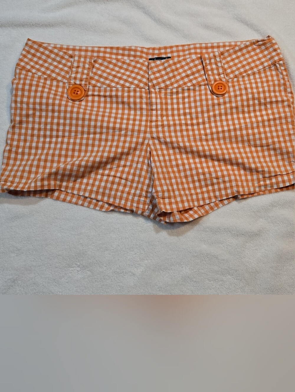Orange Gingham High-Waist Buttoned Shorts Sz 20